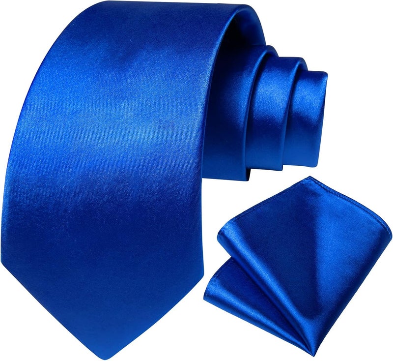 DiBanGu Mens Solid Color Tie and Pocket Square Set Woven Silk Plain Necktie & Handkerchief for Men Wedding Party Formal - Image 2